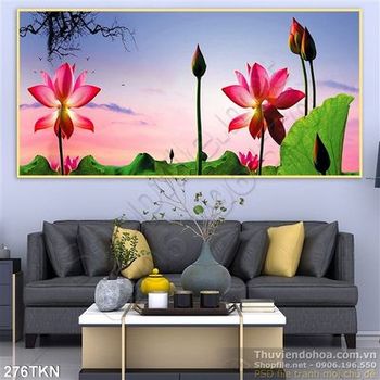 Tranh hoa Sen trang trí nghệ thuật