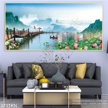 Tranh sơn thủy nghệ thuật trang trí phòng khách