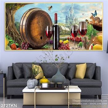 Tranh rượu vang trang trí bếp