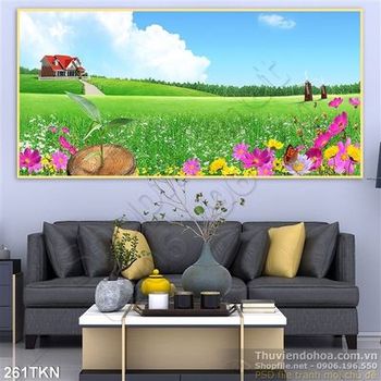 Tranh đồi cỏ trên biệt thự