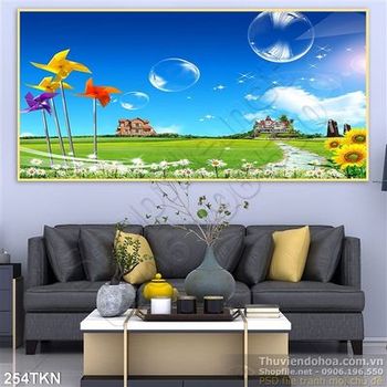 Tranh chong chóng và biệt thự trên cánh đồng