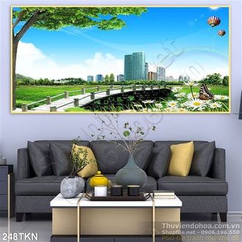 Tranh thành phố hiện đại và công viên đẹp