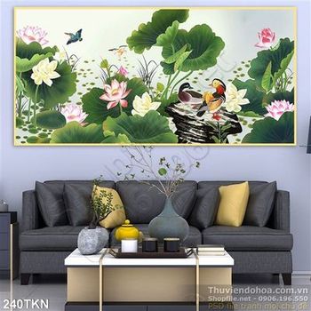 Tranh hoa sen nghệ thuật phong thủy đẹp nhất