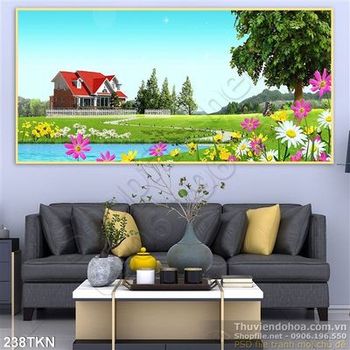 Tranh biệt thự ven sông đẹp nhất