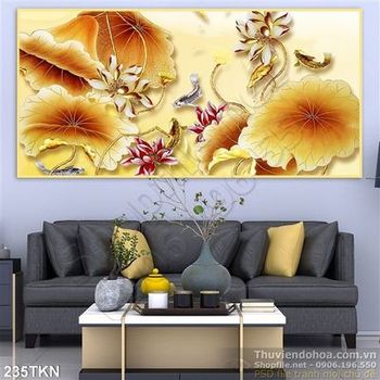 Tranh hoa Sen kim tiền đẹp nhất