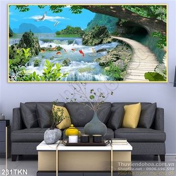 Tranh sơn thủy và cá chép đẹp nhất