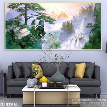 Trah sơn dầu phong cảnh hữu tình treo tường phòng khách