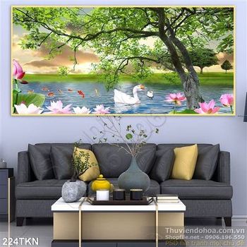 Tranh hoa sen trang trí phòng khách