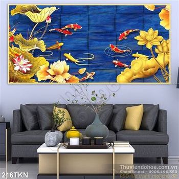 Tranh hoa Sen và cá chép đẹp nhất
