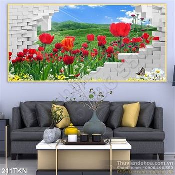 Tranh hoa tulip tranh trí tường đẹp