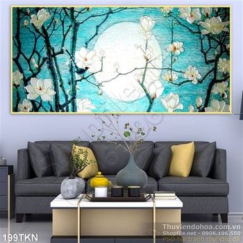 Tranh hoa Mộc lan và ánh trăng đẹp nhất