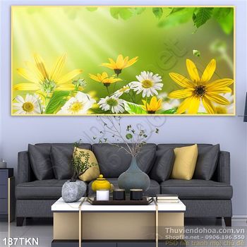 Tranh hoa Cúc trag trí bếp