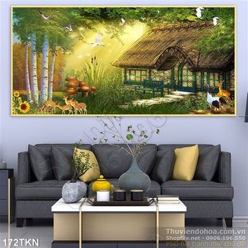 Tranh sơn dầu ngôi trong rừng