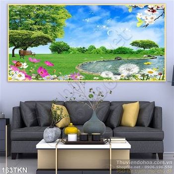 Tranh công viên và hoa đào