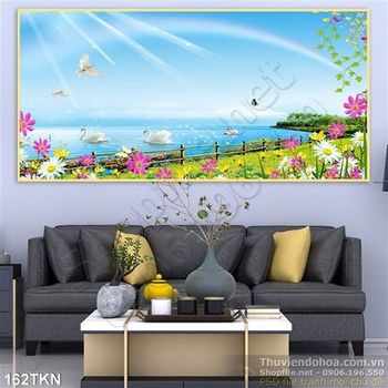 Tranh phong cảnh và chim thiên nga