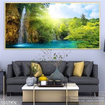 Tranh thác nước và bình minh đẹp nhất