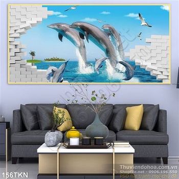 Tranh cá heo trang trí đẹp
