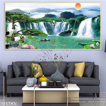 Tranh thác nước phong cảnh hữu tình đẹp
