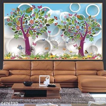 Tranh 3D cây trang trí dán tường
