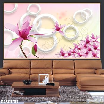 Tranh 3D hoa súng trang trí treo tường