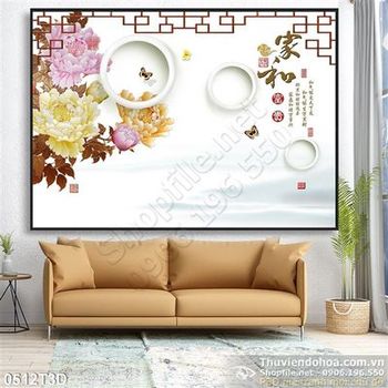 Tranh 3D mẫu đơn cổ điển