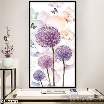 Tranh 3D hoa hành tây trang trí treo tường