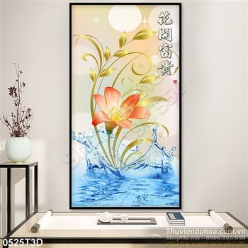 Tranh 3D hoa trên nước trang trí