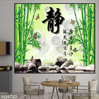 Tranh 3D trúc thư pháp