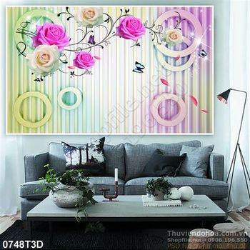 Tranh 3D hoa hồng trang trí