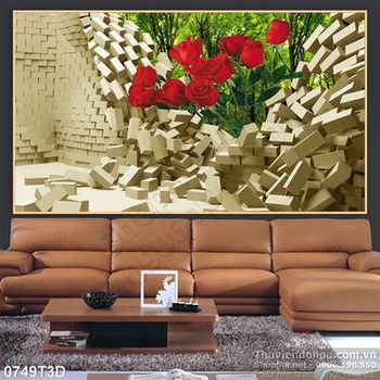 Tranh 3D hoa tulip treo tường