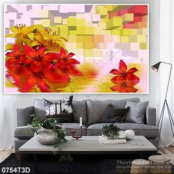 Tranh 3D hoa ly nền hoa văn
