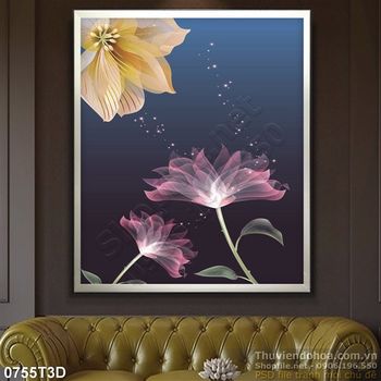 Tranh 3D hoa biển trang trí phòng khách