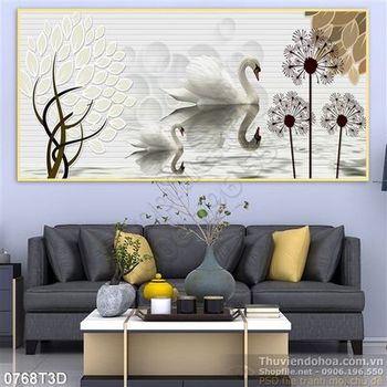 Tranh 3D thiên nga và bồ công anh