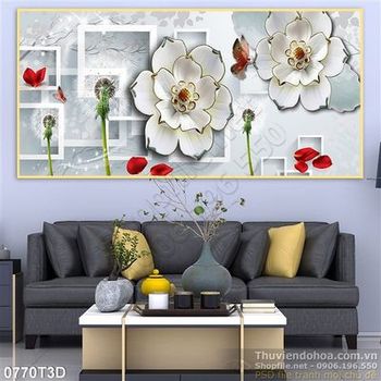 Tranh 3D hoa trang trí phòng khách