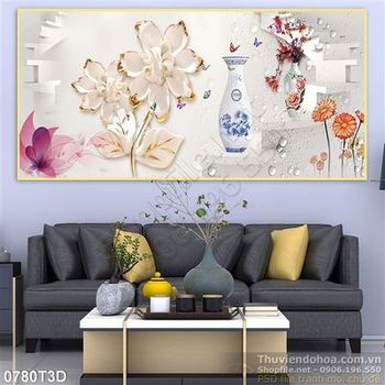 Tranh 3D hoa trang trí nội thất