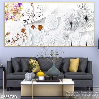 Tranh 3D hoa trang trí nội thất