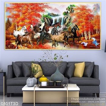 Tranh 3D ngựa trang trí nội thất