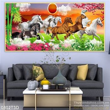 Tranh 3D ngựa trang trí nội thất