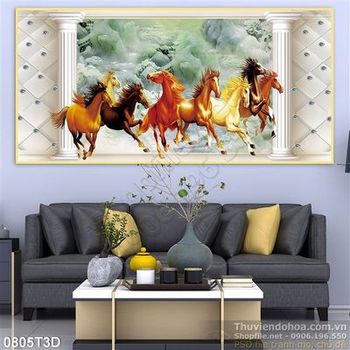 Tranh 3D ngựa trang trí nội thất