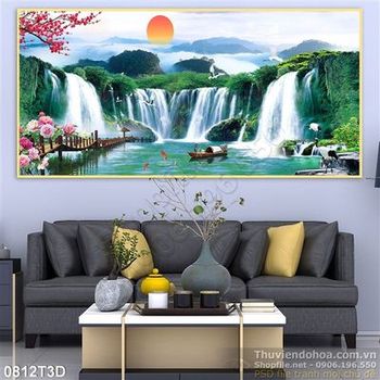 Tranh 3D treo tường sơn thủy trang trí
