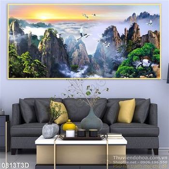 Tranh 3D sơn thủy trang trí nội thất