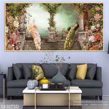 Tranh 3D cổ điển trang trí phòng khách