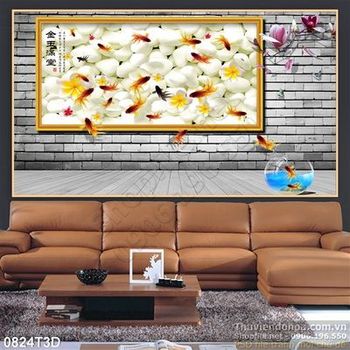 Tranh 3D cá treo tường trang trí