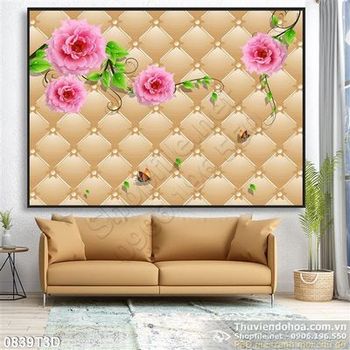 Tranh 3D hoa hồng treo tường trang trí