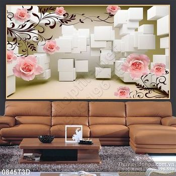 Tranh 3D hoa hồng treo tường trang trí