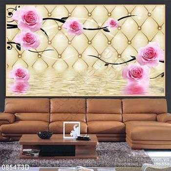 Tranh 3D hoa hồng treo tường trang trí