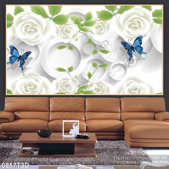 Tranh 3D hoa hồng trang trí nội thất hiện đại