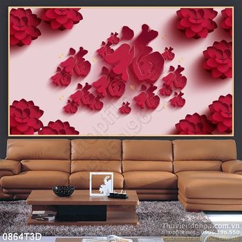 Tranh 3D hoa hồng trang trí