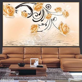 Tranh 3D hoa hồng treo tường hiện đại