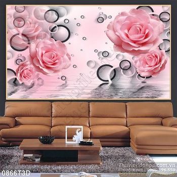 Tranh 3D hoa hồng trang trí nội thất